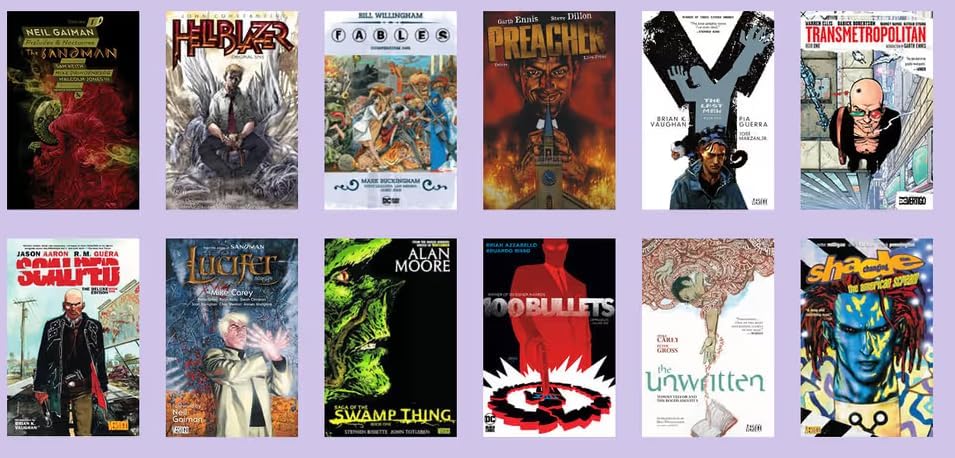 DC Marvel 18+ Comic Book Value Gift Pack- 10 Different Adult/Mature Content Comics from Vertigo, Max, and Independent Publishers - No Dupes or Fillers, Top Artists - Great for Graphic Novel & Art Fans
