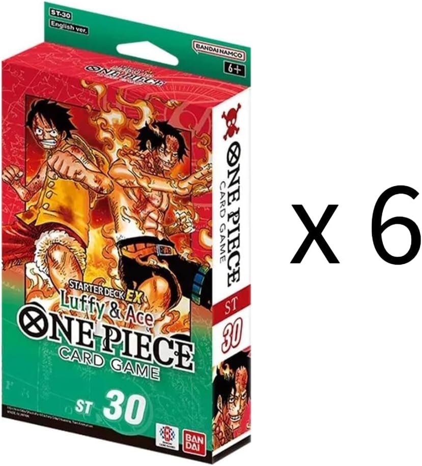 One Piece Trading Collectable Card Game TCG ST-30 Starter Deck EX Luffy & Ace Display Case (6 Decks)