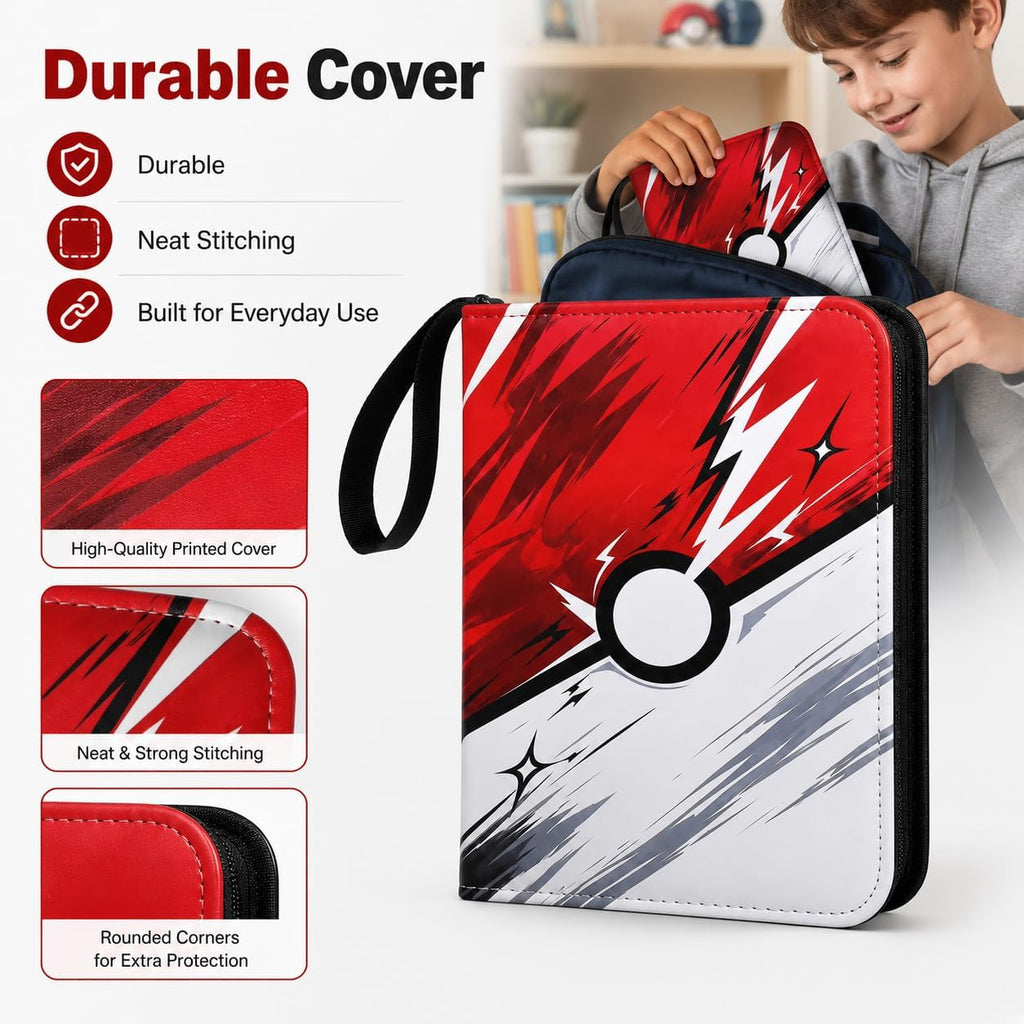 Kidnobia 4-Pocket Trading Card Binder with Zipper Gift Box