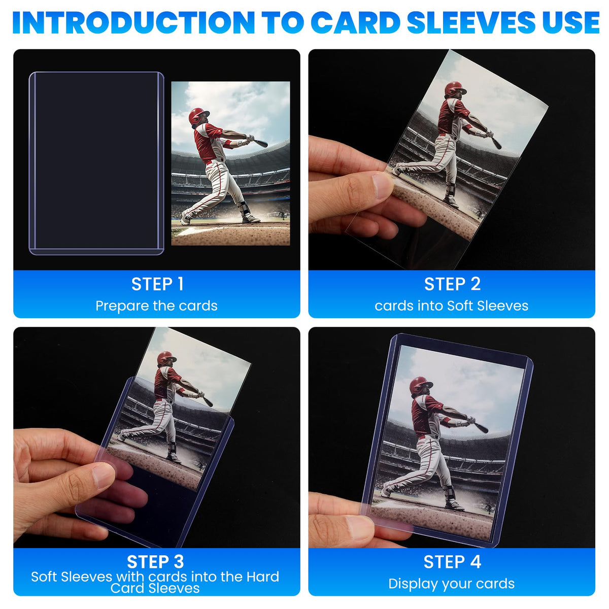 1600 Card Sleeves Top Loaders for Cards, 3" x 4" Hard Plastic Toploaders