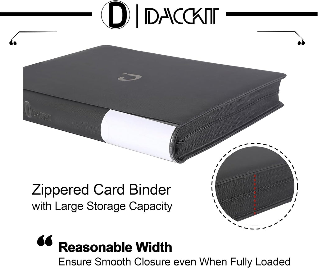 D DACCKIT 3600 Pockets Card Binder，Premium Large 36-Pocke Ringless Trading Card Album - Side Loading UltraSonic-363600 Tech Zip Binder for TCG（Classic Black）
