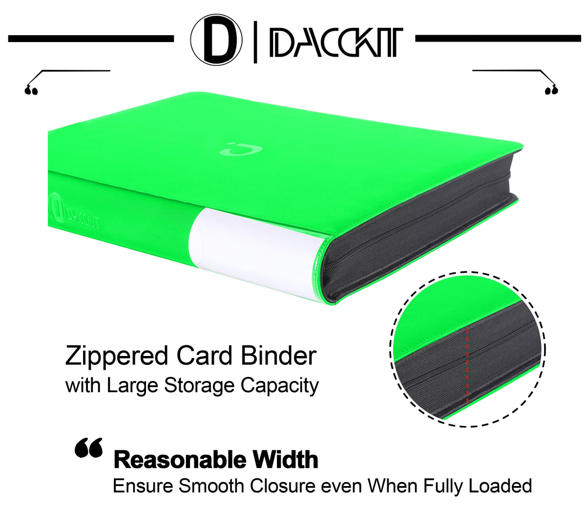 D DACCKIT 3600 Pockets Card Binder，Premium Large 36-Pocke Ringless Trading Card Album - Side Loading UltraSonic-363600 Tech Zip Binder for TCG（Classic Black）