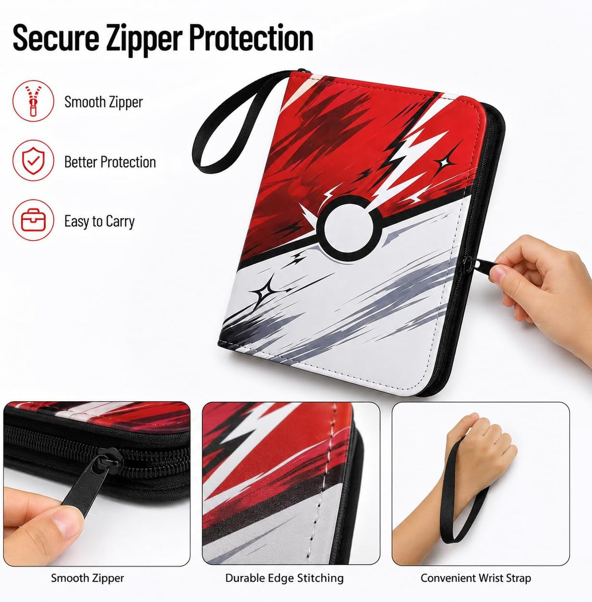 Kidnobia 4-Pocket Trading Card Binder with Zipper Gift Box