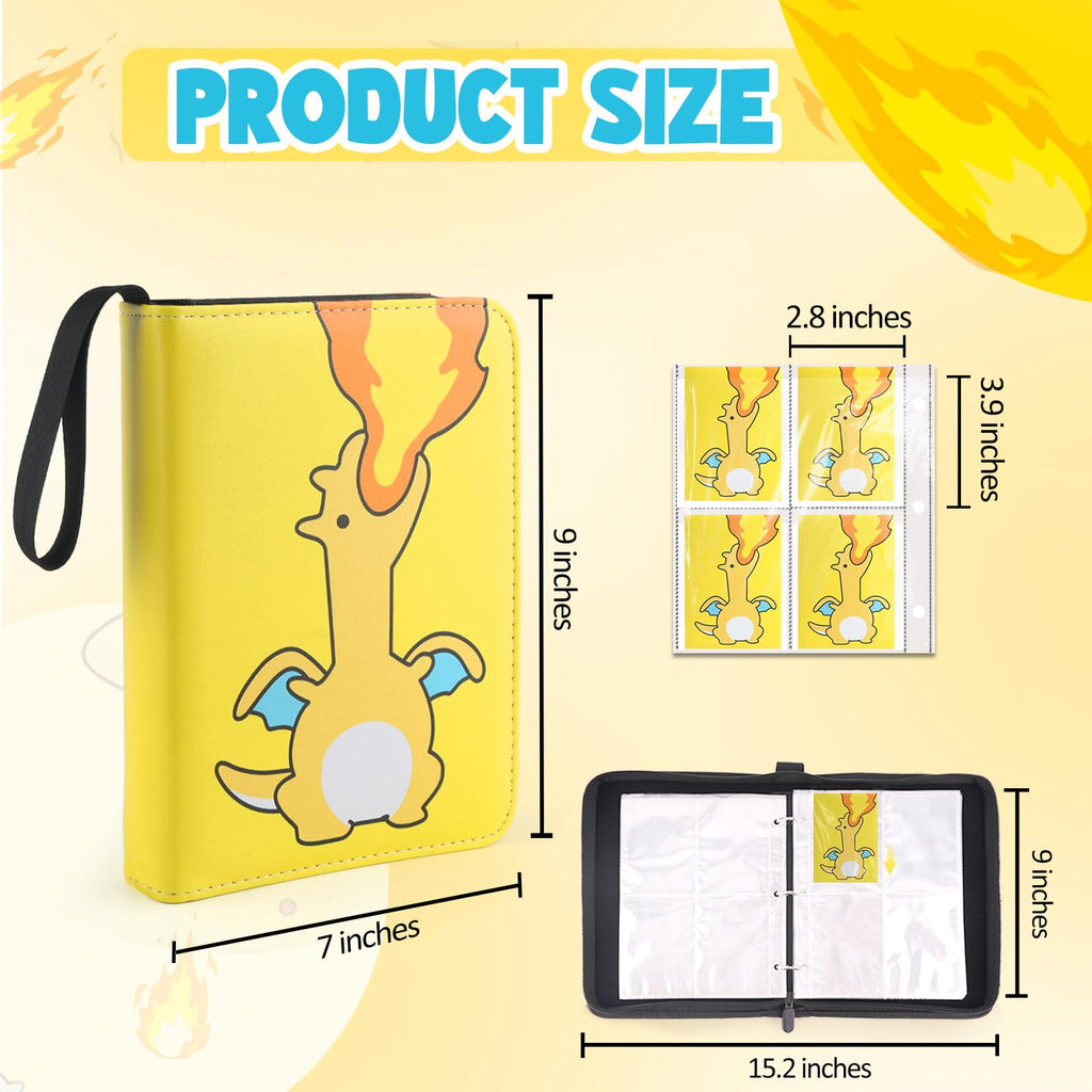 Collectible Trading Card Albums, 400 Card Holders with 50 Removable Sleeves, Portable 4 Pockets Collectible Trading Card Binder, PU Card Collection Binder for MTG, TCG, Sport Card, Game Cards