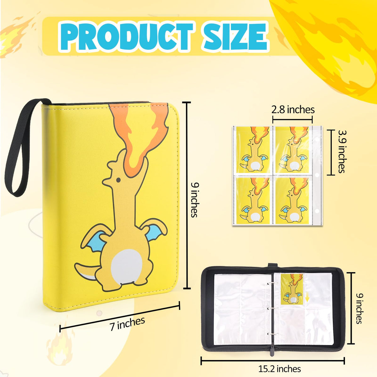 Collectible Trading Card Albums, 400 Card Holders with 50 Removable Sleeves, Portable 4 Pockets Collectible Trading Card Binder, PU Card Collection Binder for MTG, TCG, Sport Card, Game Cards