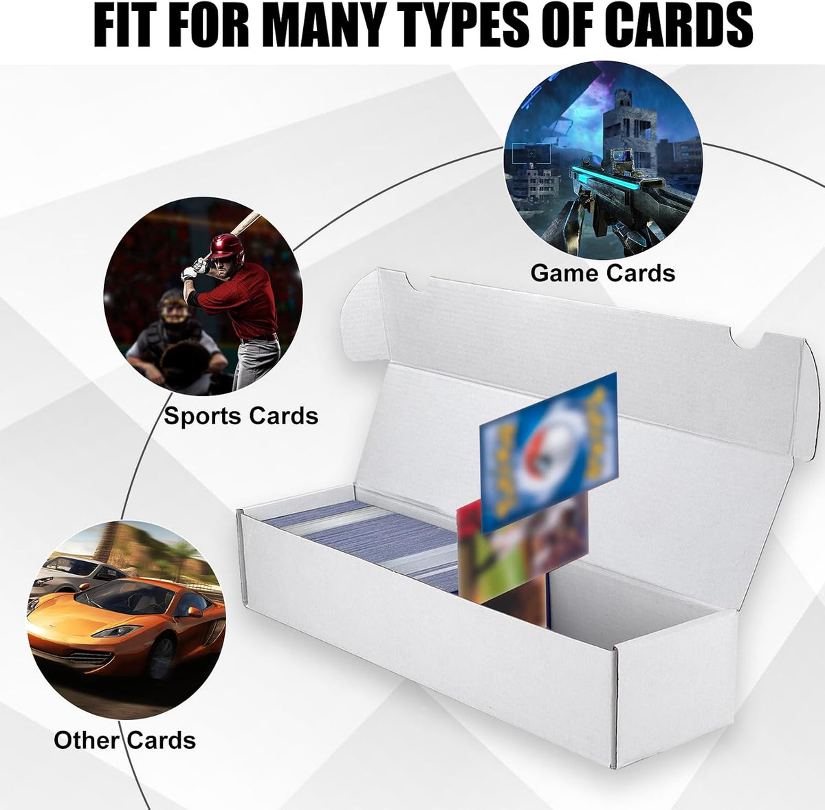 Trading Card Storage Box, 20-Pack 1100 Count White Corrugated Cardboard Box