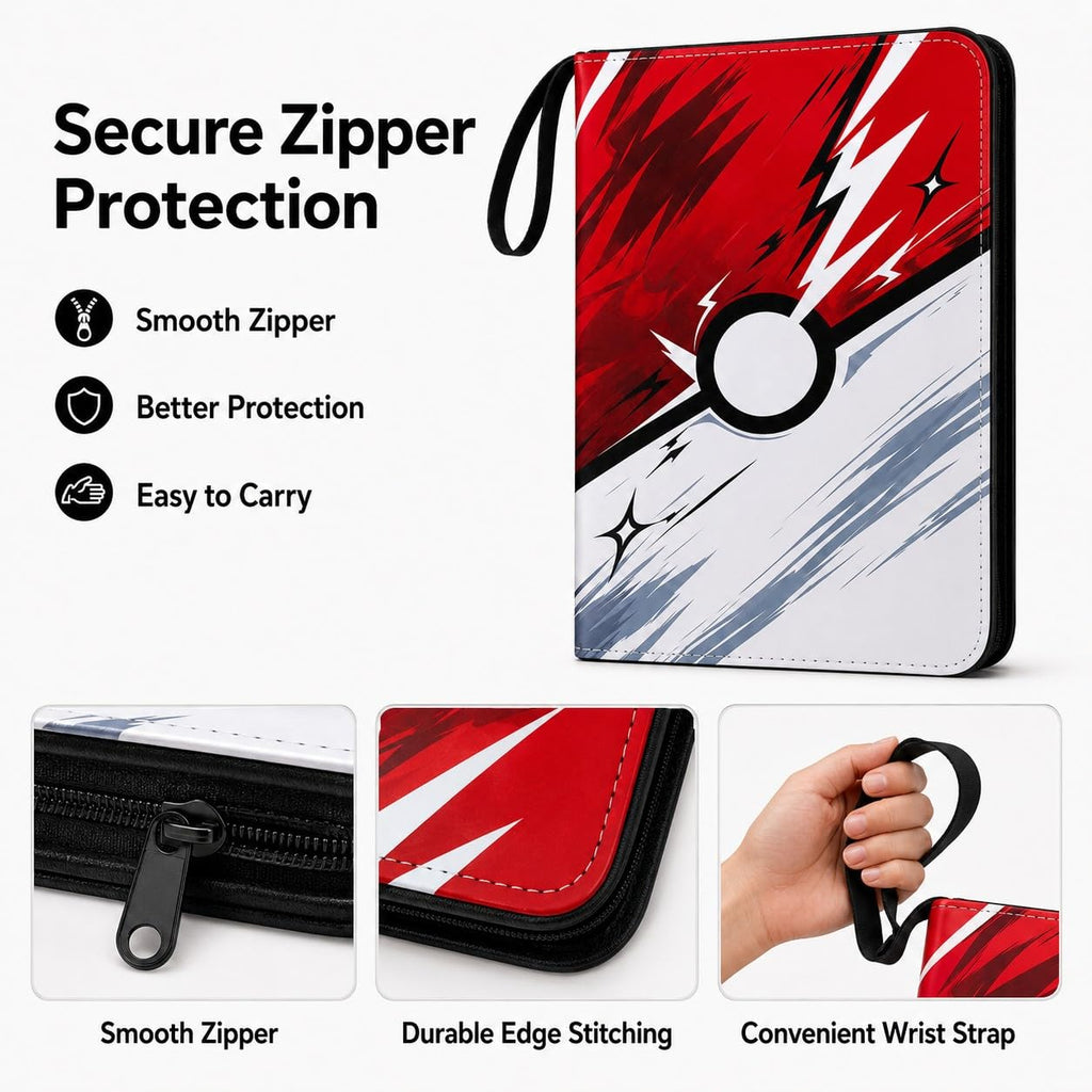 Kidnobia 4-Pocket Trading Card Binder with Zipper Gift Box