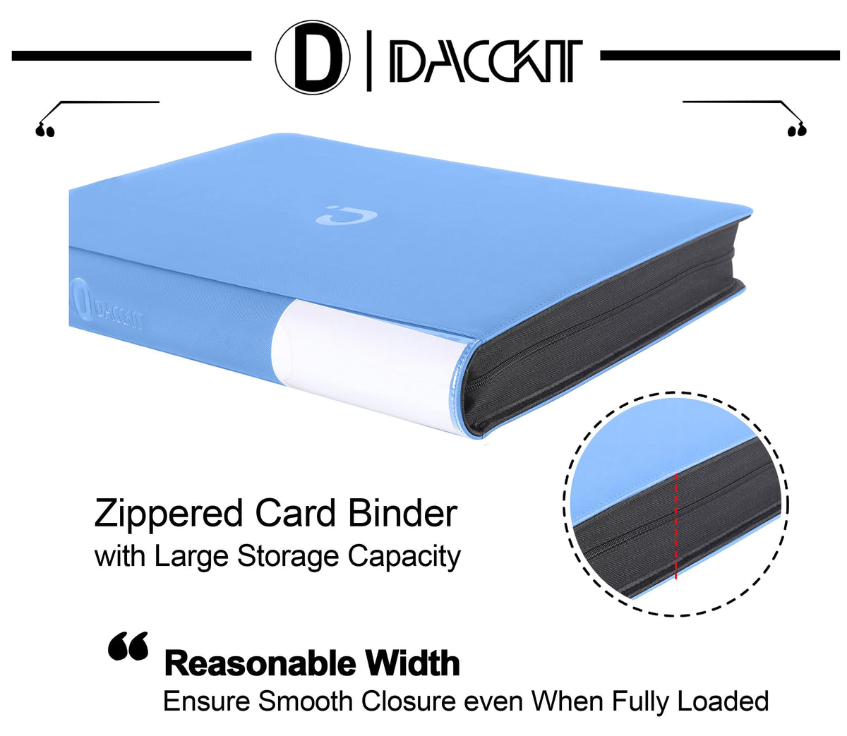 D DACCKIT 3600 Pockets Card Binder，Premium Large 36-Pocke Ringless Trading Card Album - Side Loading UltraSonic-363600 Tech Zip Binder for TCG（Classic Black）