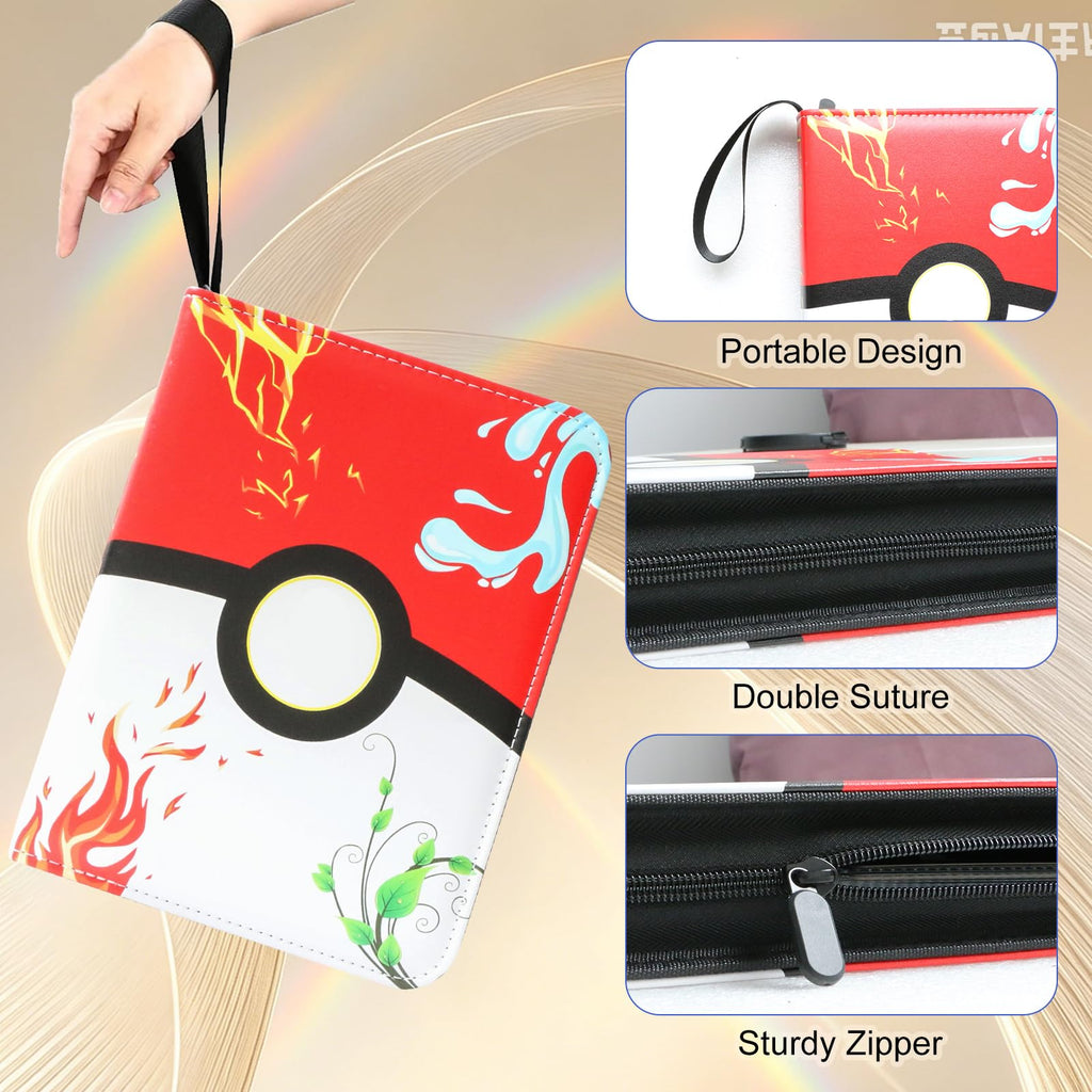 9 Pocket Zipper Trading Card Binder, PU Material Holds 1080 Cards