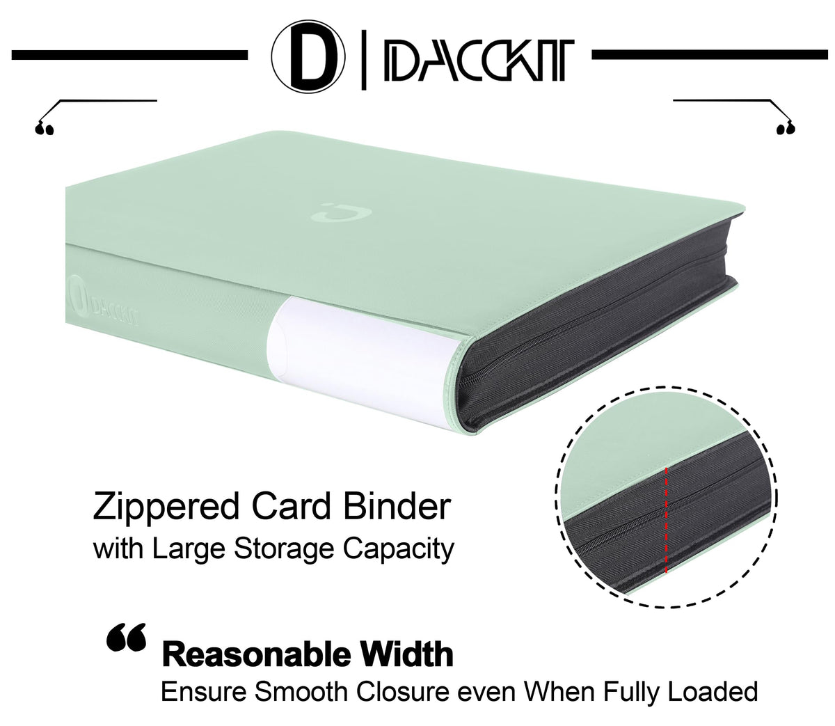 D DACCKIT 3600 Pockets Card Binder，Premium Large 36-Pocke Ringless Trading Card Album - Side Loading UltraSonic-363600 Tech Zip Binder for TCG（Classic Black）