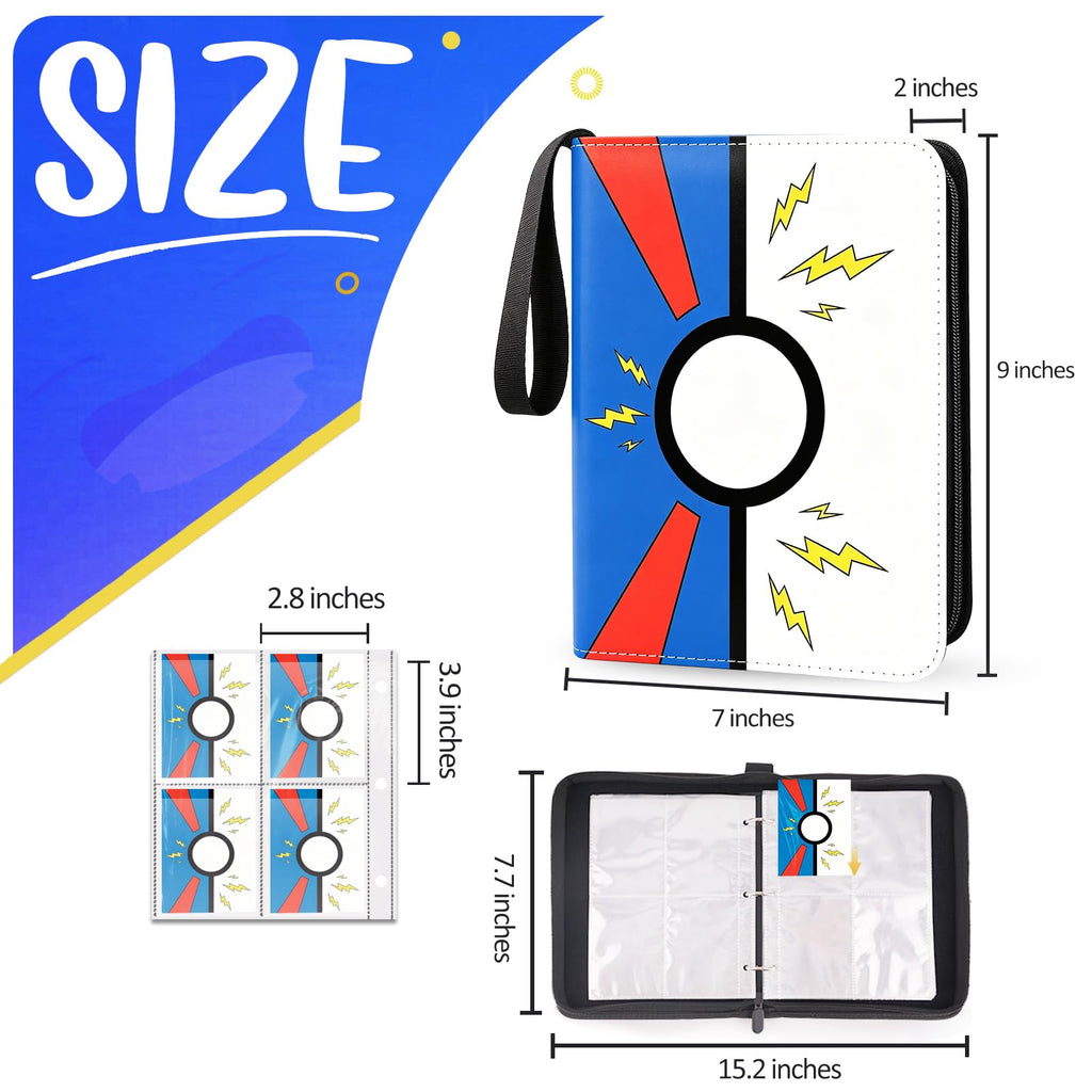 Collectible Trading Card Albums, 400 Card Holders with 50 Removable Sleeves, Portable 4 Pockets Collectible Trading Card Binder, PU Card Collection Binder for MTG, TCG, Sport Card, Game Cards