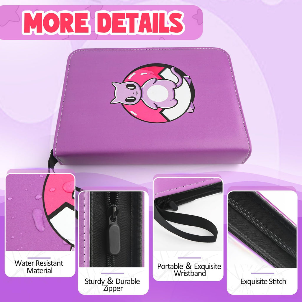 Collectible Trading Card Albums, 400 Card Holders with 50 Removable Sleeves, Portable 4 Pockets Collectible Trading Card Binder, PU Card Collection Binder for MTG, TCG, Sport Card, Game Cards