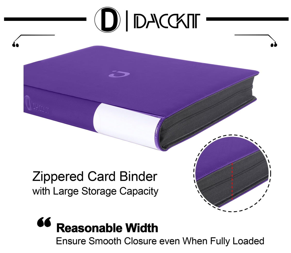 D DACCKIT 3600 Pockets Card Binder，Premium Large 36-Pocke Ringless Trading Card Album - Side Loading UltraSonic-363600 Tech Zip Binder for TCG（Classic Black）