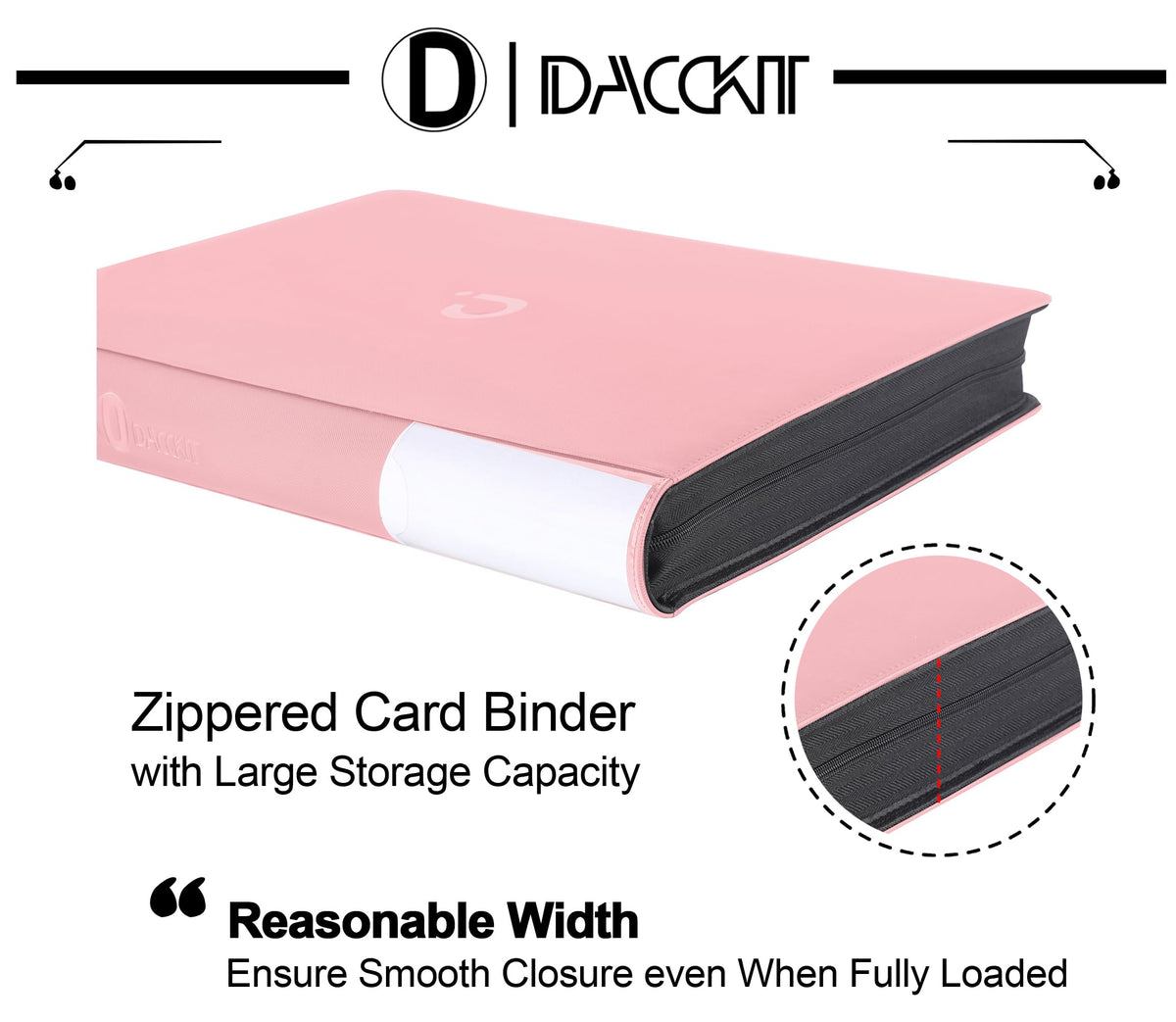 D DACCKIT 3600 Pockets Card Binder，Premium Large 36-Pocke Ringless Trading Card Album - Side Loading UltraSonic-363600 Tech Zip Binder for TCG（Classic Black）