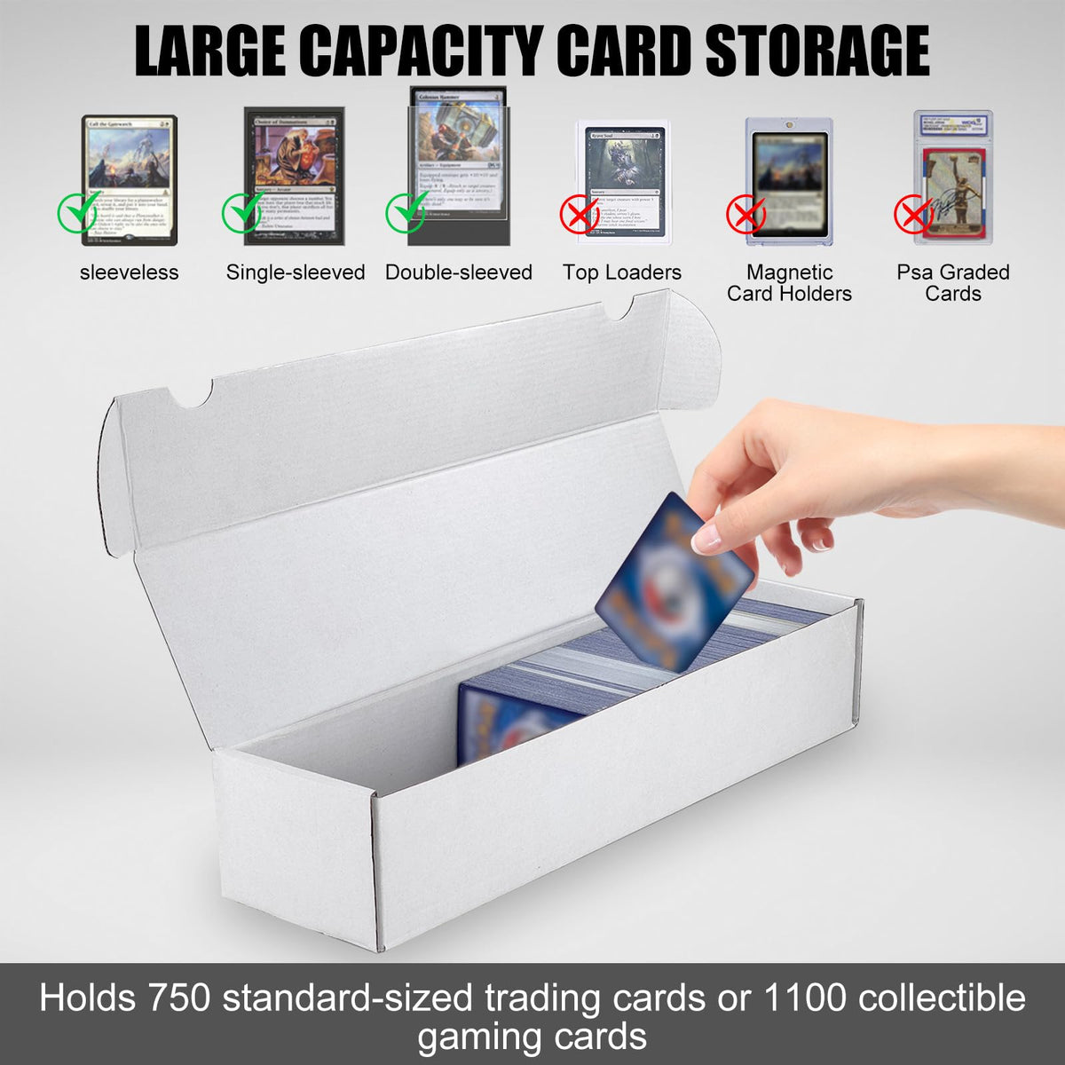 Trading Card Storage Box, 20-Pack 1100 Count White Corrugated Cardboard Box