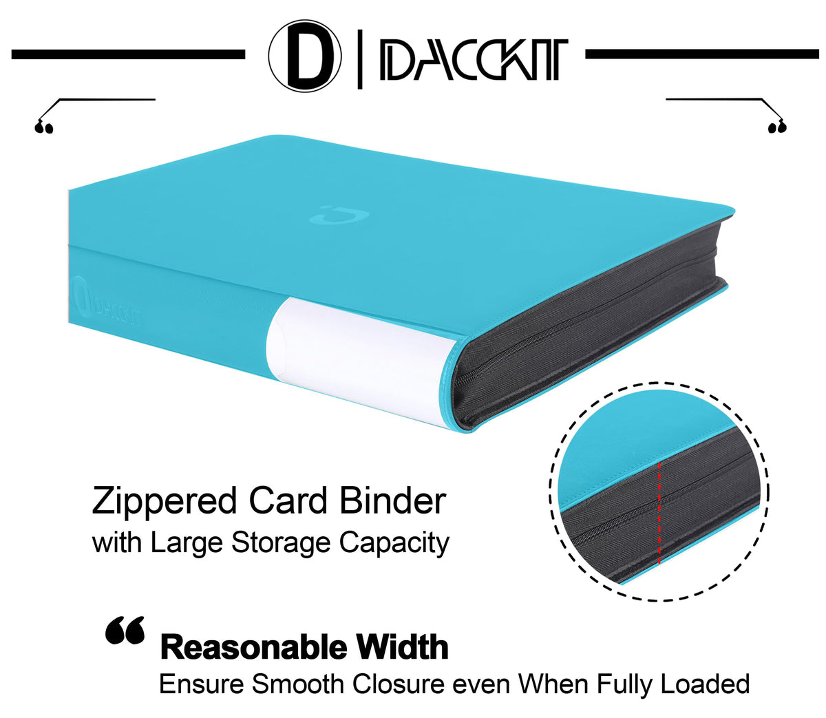 D DACCKIT 3600 Pockets Card Binder，Premium Large 36-Pocke Ringless Trading Card Album - Side Loading UltraSonic-363600 Tech Zip Binder for TCG（Classic Black）
