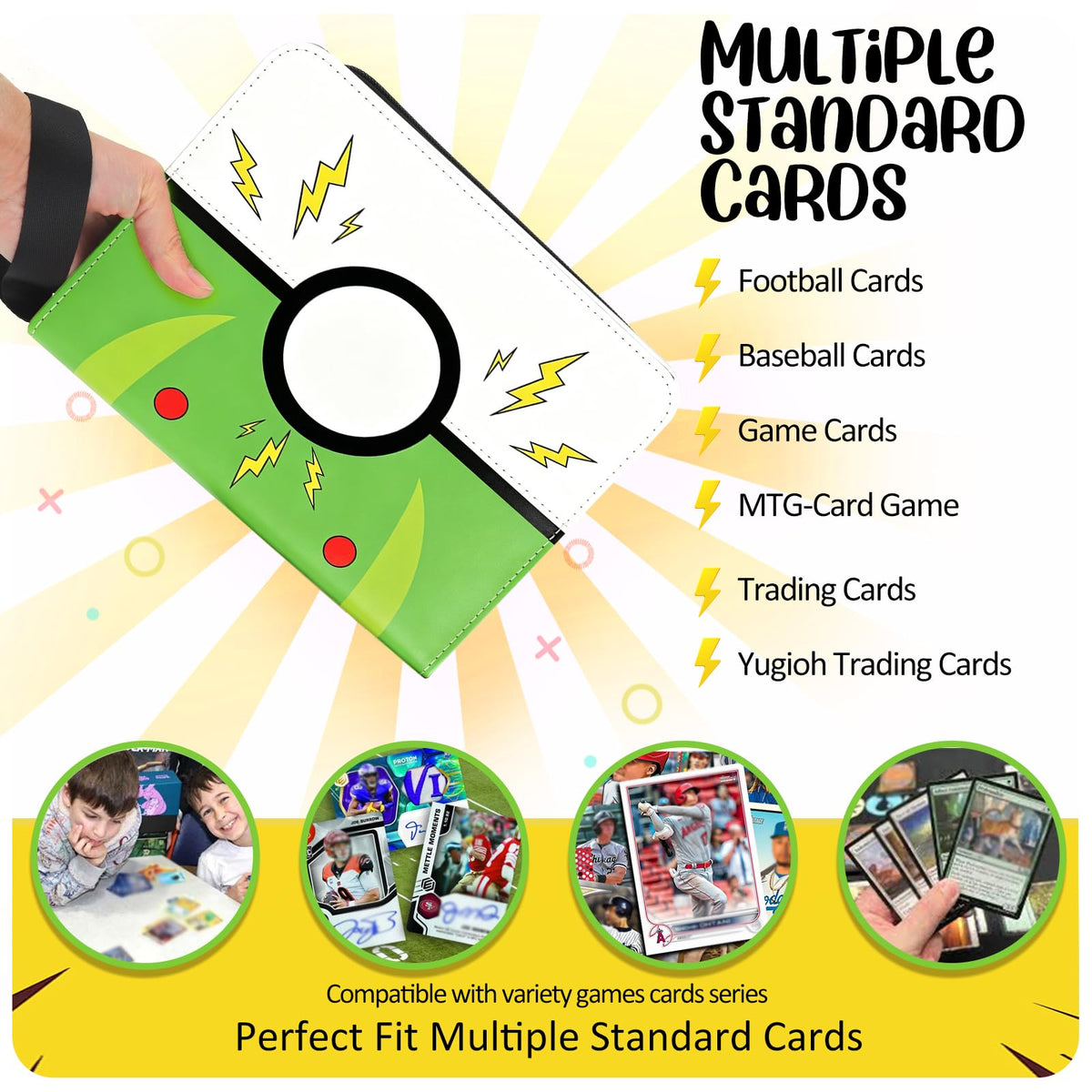Collectible Trading Card Albums, 400 Card Holders with 50 Removable Sleeves, Portable 4 Pockets Collectible Trading Card Binder, PU Card Collection Binder for MTG, TCG, Sport Card, Game Cards