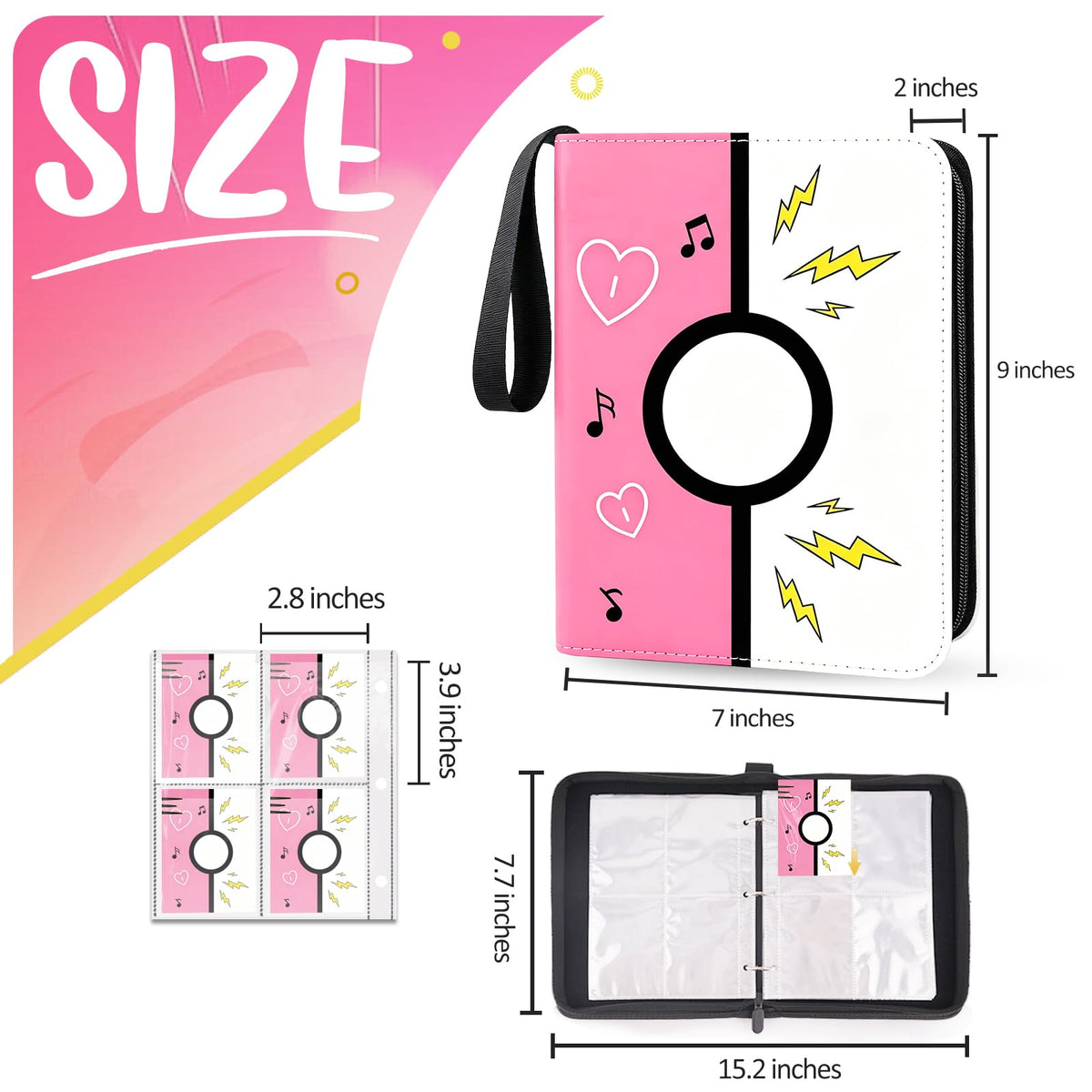 Collectible Trading Card Albums, 400 Card Holders with 50 Removable Sleeves, Portable 4 Pockets Collectible Trading Card Binder, PU Card Collection Binder for MTG, TCG, Sport Card, Game Cards
