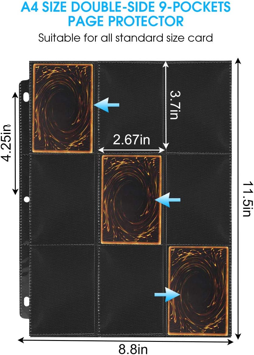 1080 Pockets Baseball Card Sleeves, JIQEZNL Premium 9 Pocket Card Sleeves Binder Sheets for 3 Ring Binder, Double Side Trading Card Protector Pages for Pokemon, Yugioh, Sport, Football Card Collector