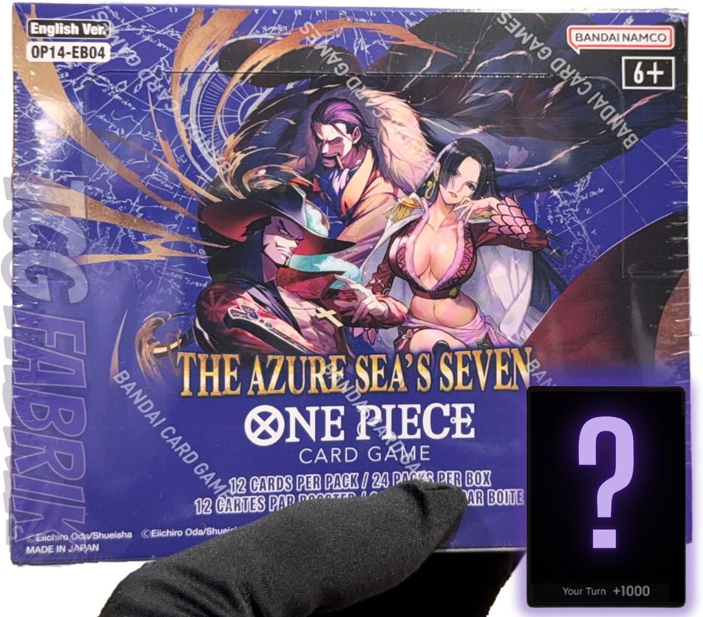 OP14 The Azure SEA'S Seven Booster Box English OP-14 Booster Box Display Factory Sealed for OP14 One Piece Cards English TCG (24 Packs) + Custom TCG Fabrik Don Card