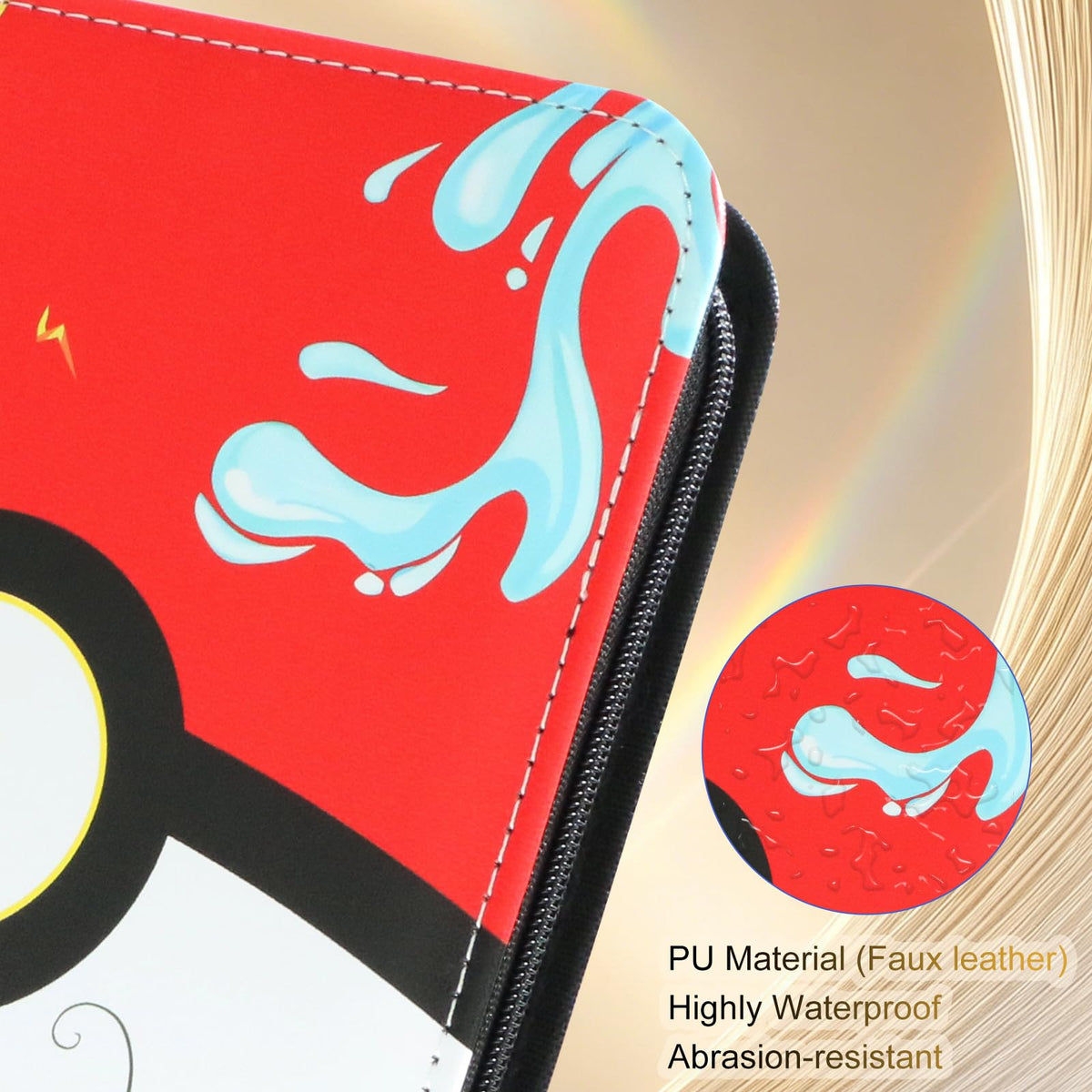 9 Pocket Zipper Trading Card Binder, PU Material Holds 1080 Cards