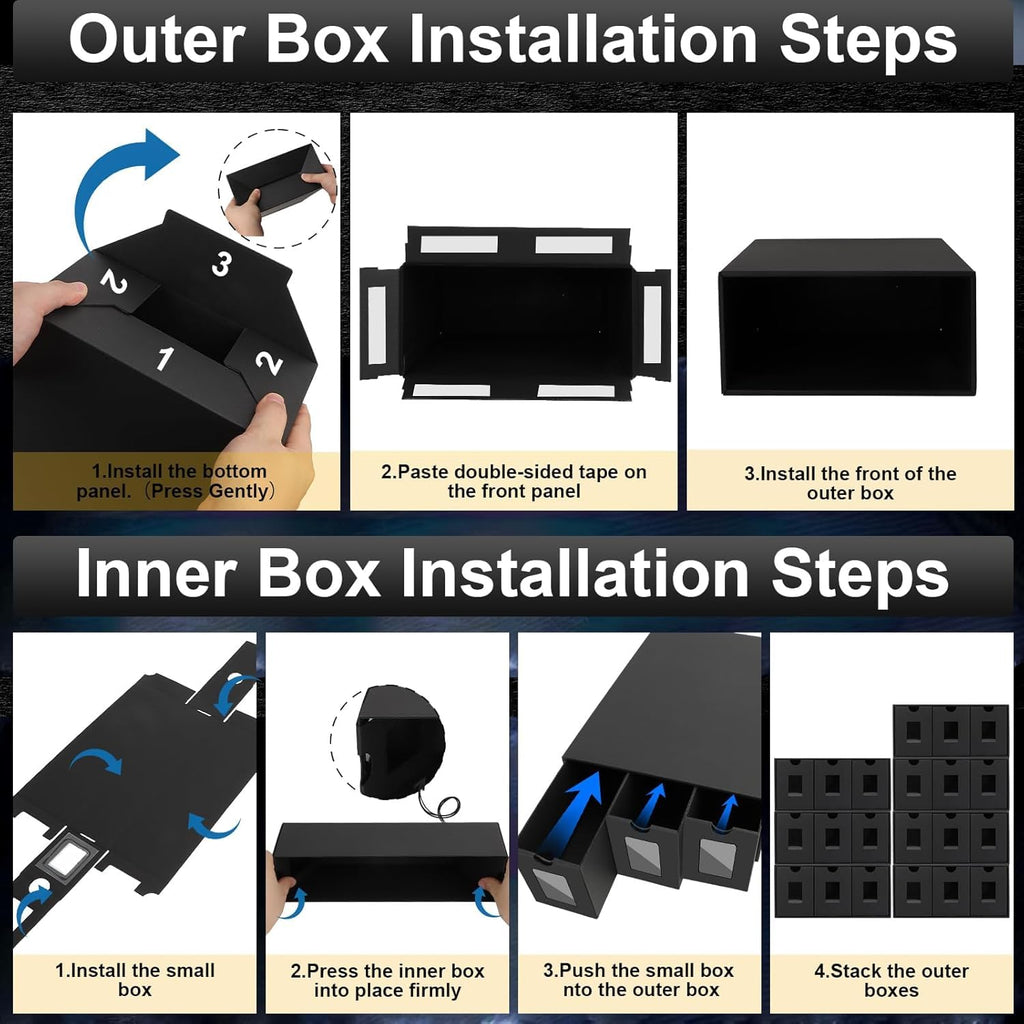 Trading Card Storage Box for Commander Display, 9000+ Trading Card Organizer, Card Deck Box Cardboard with 48 Dividers, Labels & Tapes, Compatible with TCG, PTCG, MTG and Sport Cards