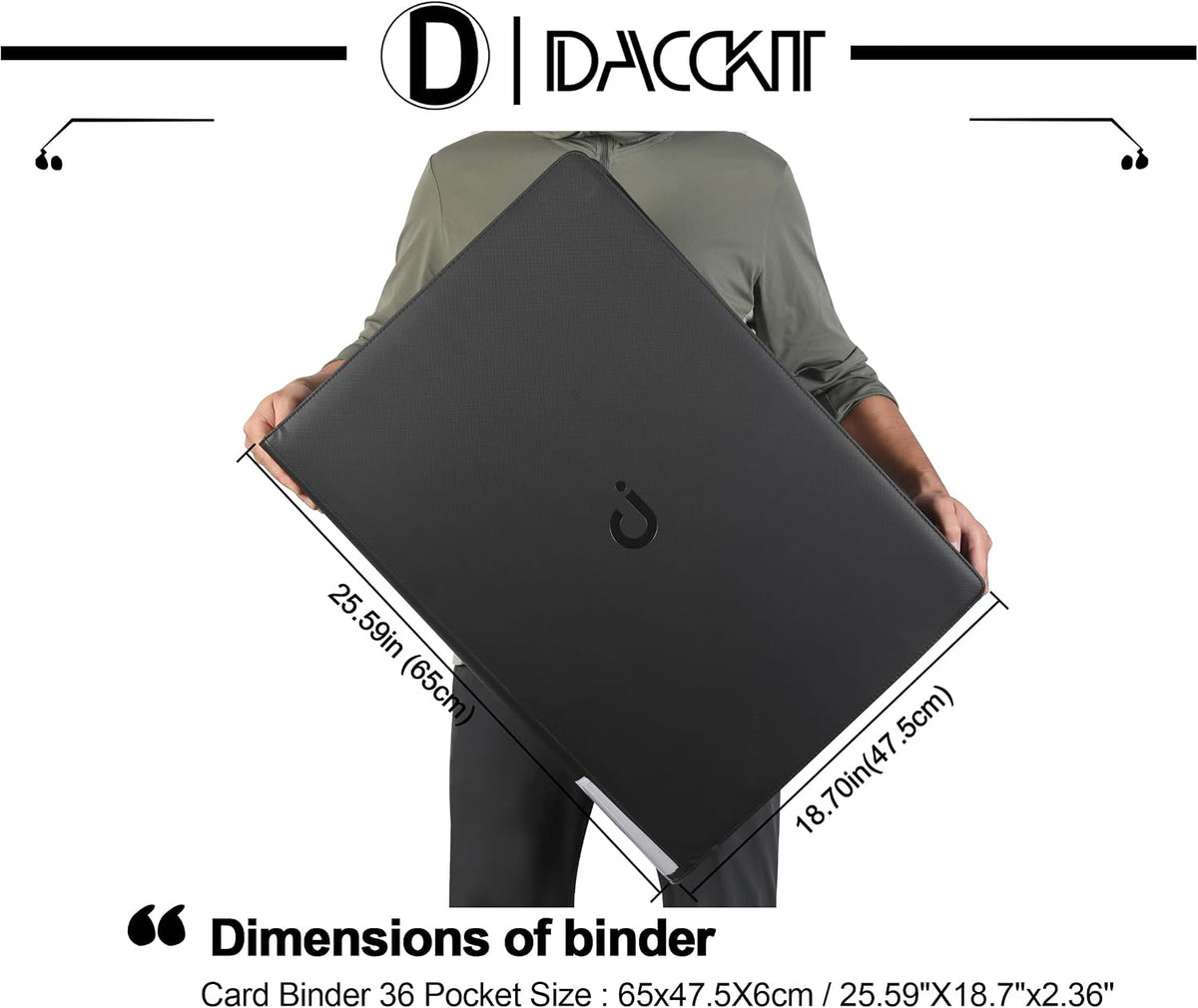 D DACCKIT 3600 Pockets Card Binder，Premium Large 36-Pocke Ringless Trading Card Album - Side Loading UltraSonic-363600 Tech Zip Binder for TCG（Classic Black）