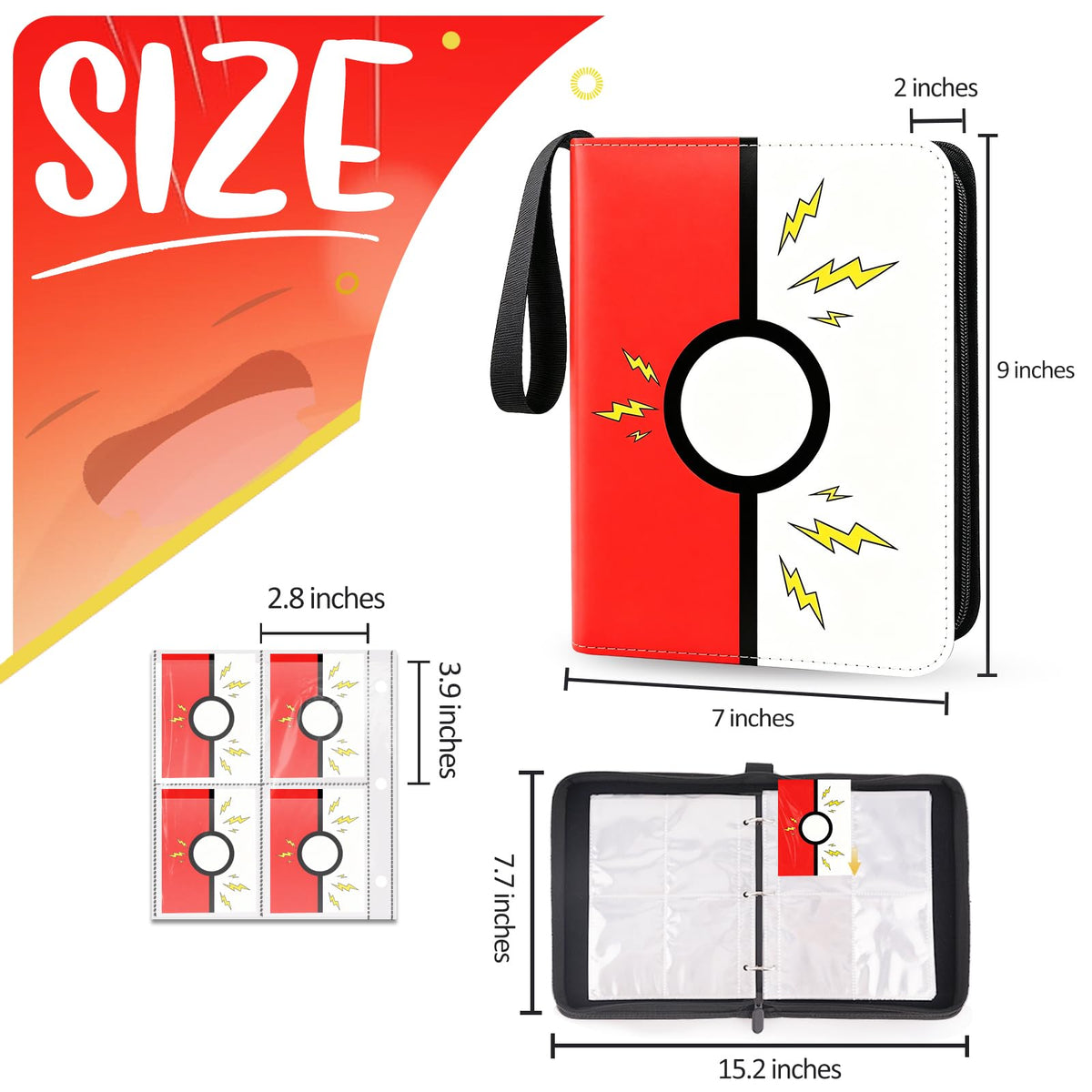 Collectible Trading Card Albums, 400 Card Holders with 50 Removable Sleeves, Portable 4 Pockets Collectible Trading Card Binder, PU Card Collection Binder for MTG, TCG, Sport Card, Game Cards