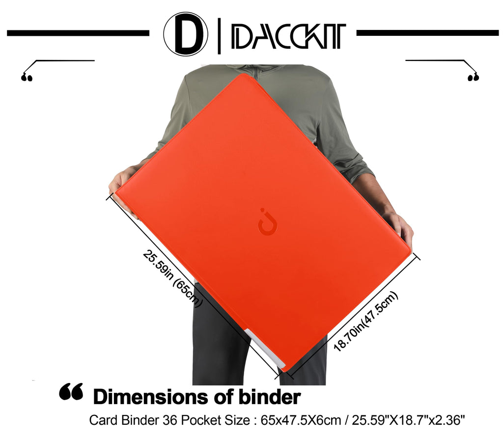 D DACCKIT 3600 Pockets Card Binder，Premium Large 36-Pocke Ringless Trading Card Album - Side Loading UltraSonic-363600 Tech Zip Binder for TCG（Classic Black）