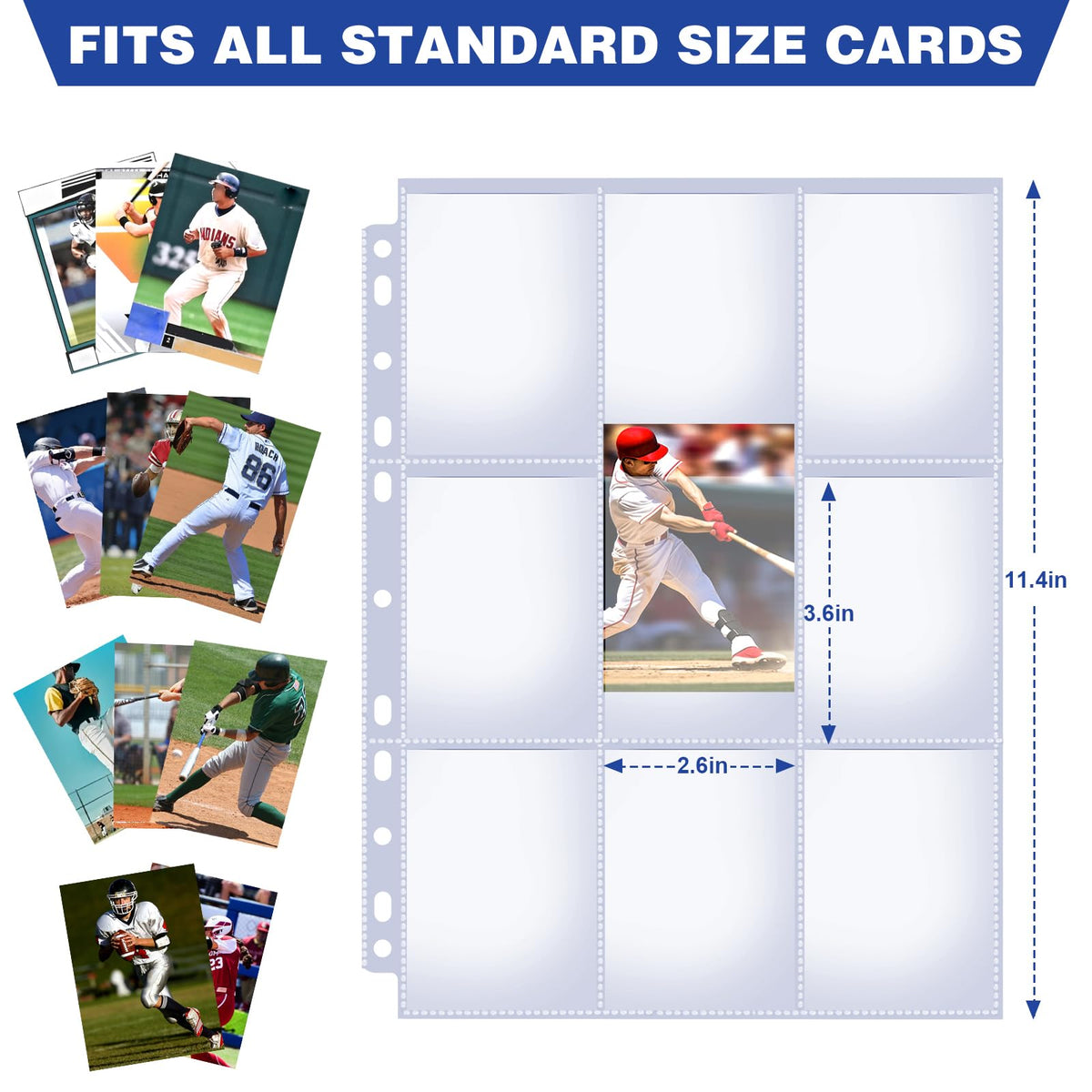 200 Pack 9 Pocket Card Sleeves Binder Sheets, Holds 3600 Cards