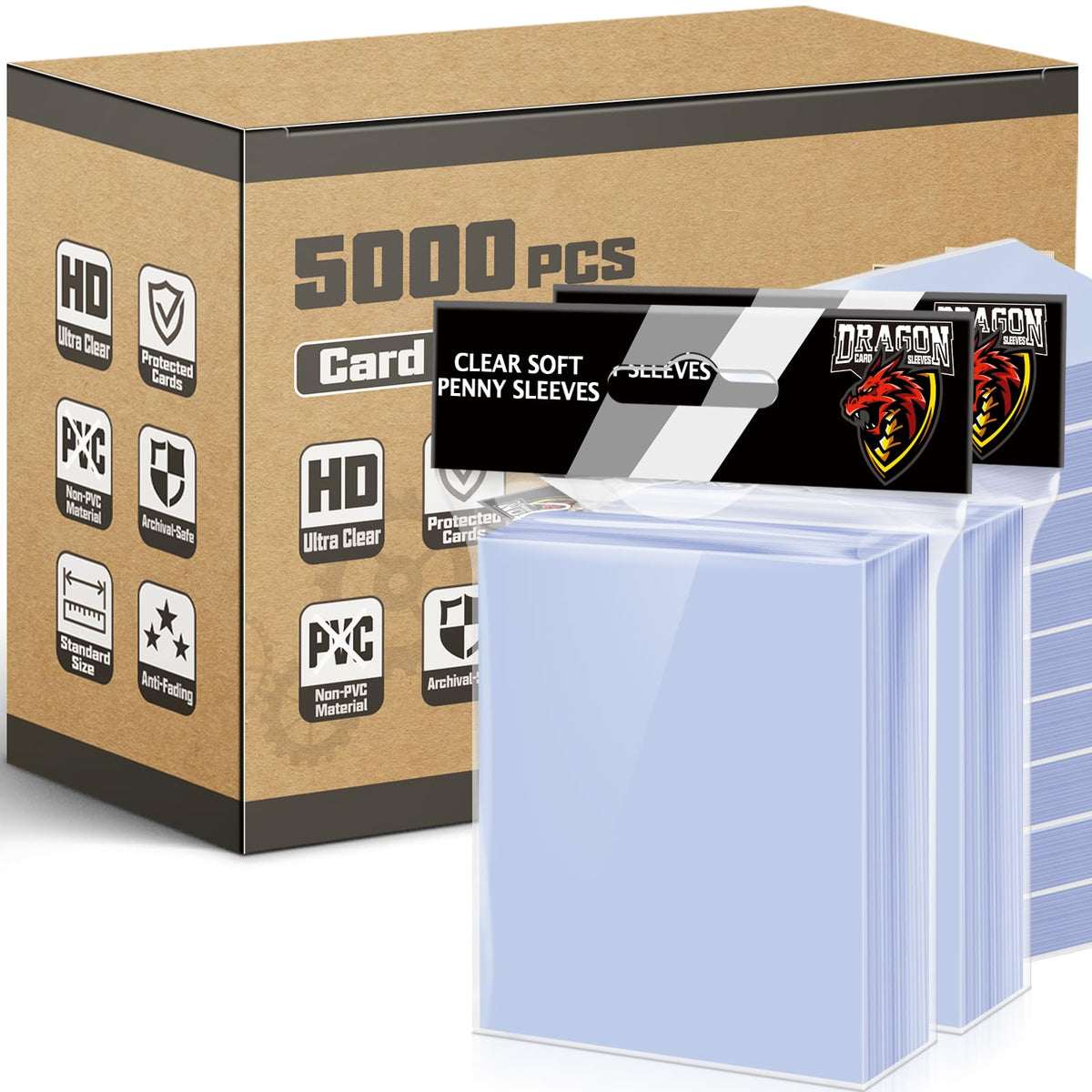 1000 Counts Card Sleeves Top Loaders for Trading Cards, Penny Soft Sleeves Baseball Card Sleeves Protectors Fit for Sports Cards, Football, Game Card