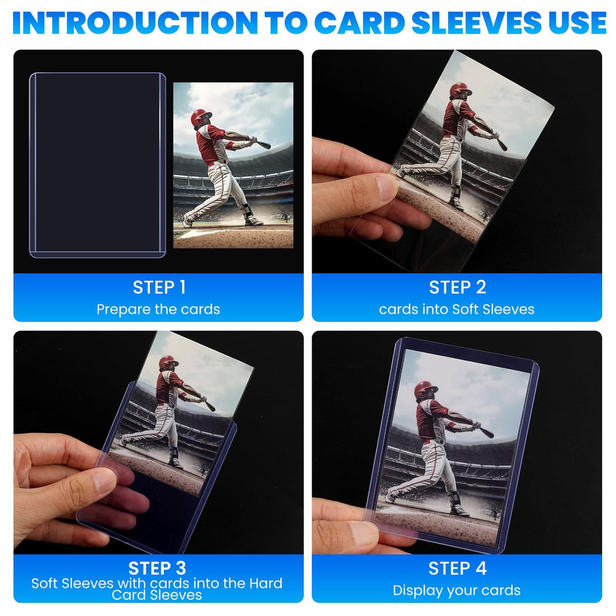 1600 Card Sleeves Top Loaders for Cards, 3" x 4" Hard Plastic Toploaders