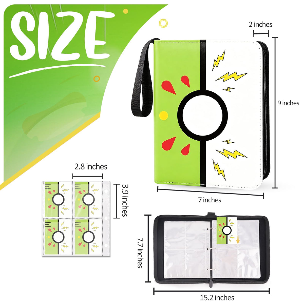 Collectible Trading Card Albums, 400 Card Holders with 50 Removable Sleeves, Portable 4 Pockets Collectible Trading Card Binder, PU Card Collection Binder for MTG, TCG, Sport Card, Game Cards