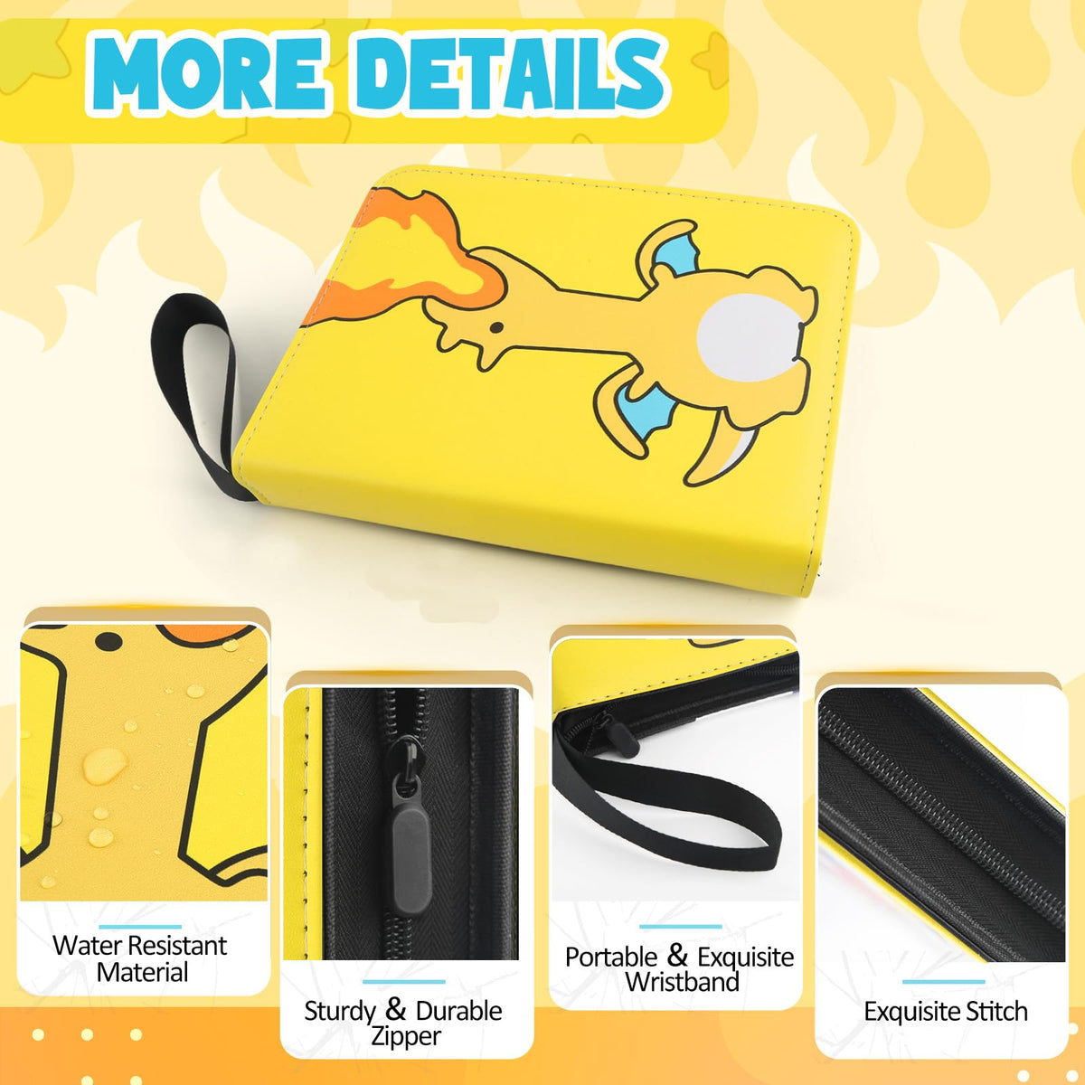 Collectible Trading Card Albums, 400 Card Holders with 50 Removable Sleeves, Portable 4 Pockets Collectible Trading Card Binder, PU Card Collection Binder for MTG, TCG, Sport Card, Game Cards