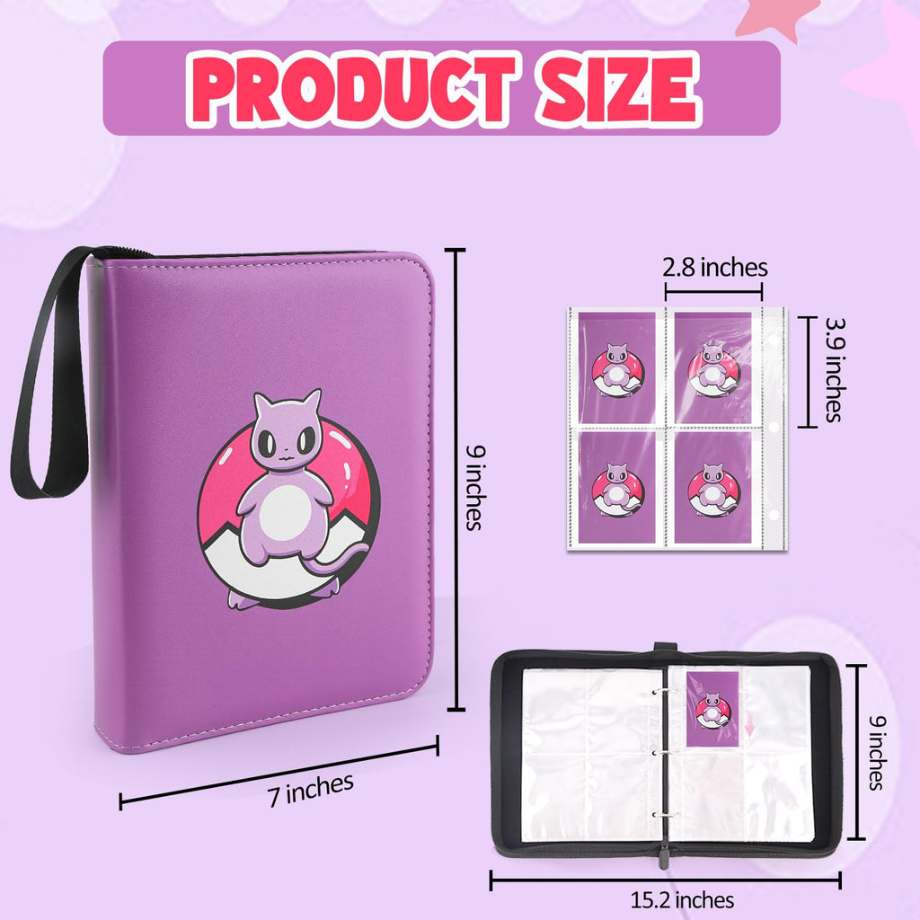Collectible Trading Card Albums, 400 Card Holders with 50 Removable Sleeves, Portable 4 Pockets Collectible Trading Card Binder, PU Card Collection Binder for MTG, TCG, Sport Card, Game Cards
