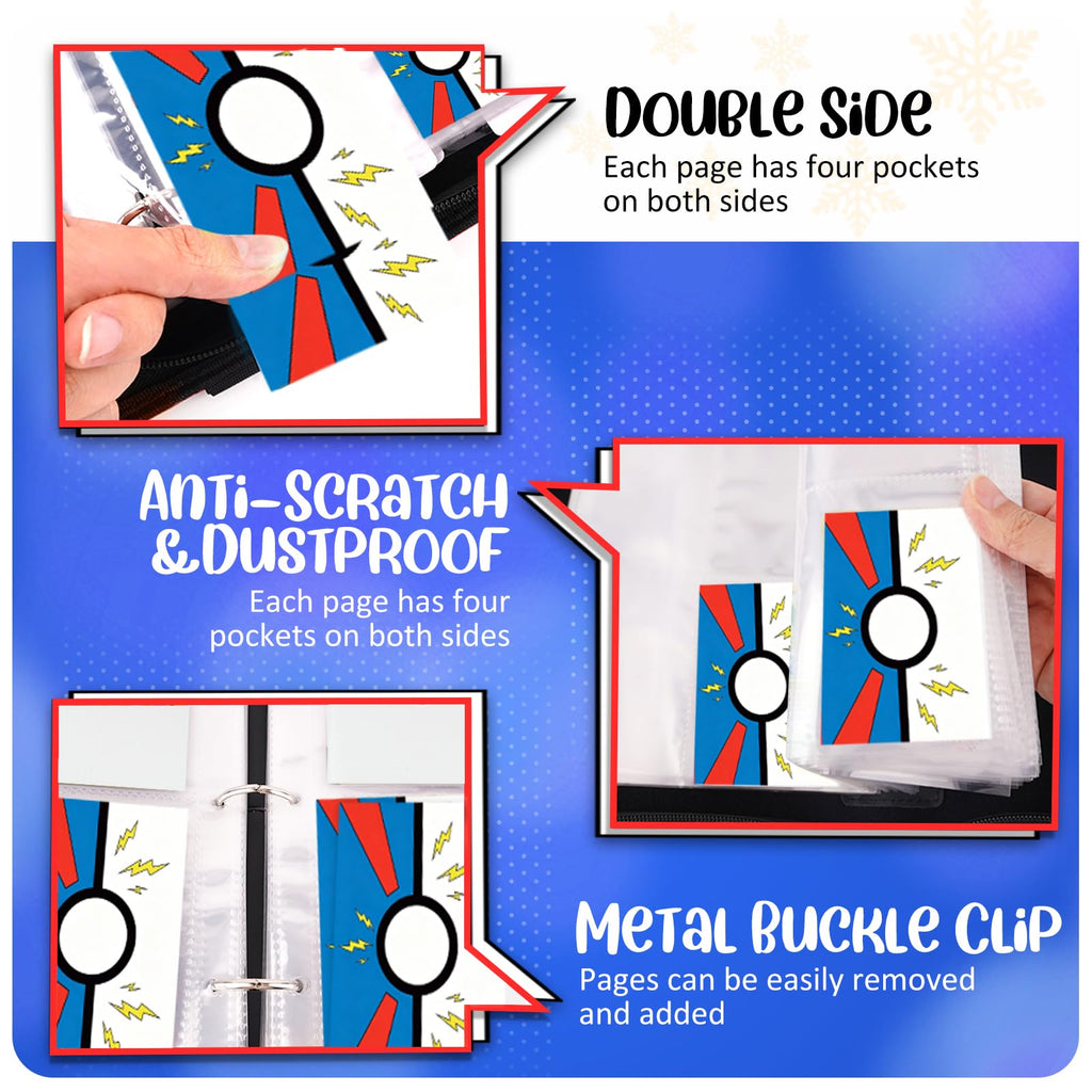 Collectible Trading Card Albums, 400 Card Holders with 50 Removable Sleeves, Portable 4 Pockets Collectible Trading Card Binder, PU Card Collection Binder for MTG, TCG, Sport Card, Game Cards