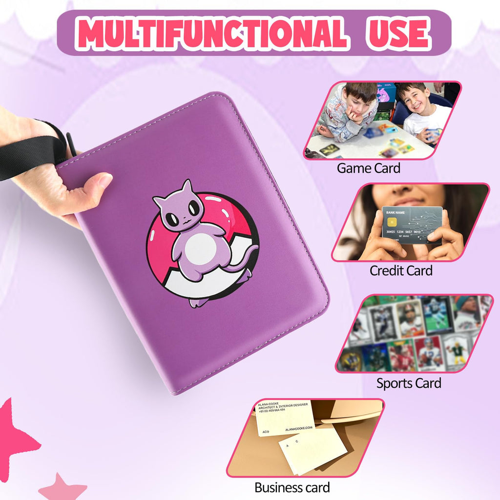 Collectible Trading Card Albums, 400 Card Holders with 50 Removable Sleeves, Portable 4 Pockets Collectible Trading Card Binder, PU Card Collection Binder for MTG, TCG, Sport Card, Game Cards