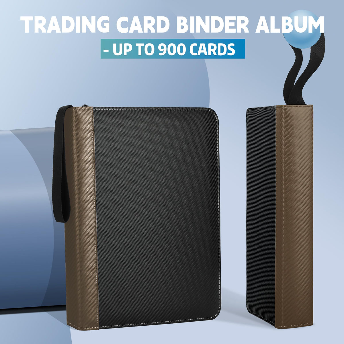 9 Pockets Trading Card Binder with Sleeves Card Organizer, 900 Double Sided Pocket PU Card Collection Binder, Baseball Binder,for Sports Card, MTG, TCG Yugioh Card (Blue)