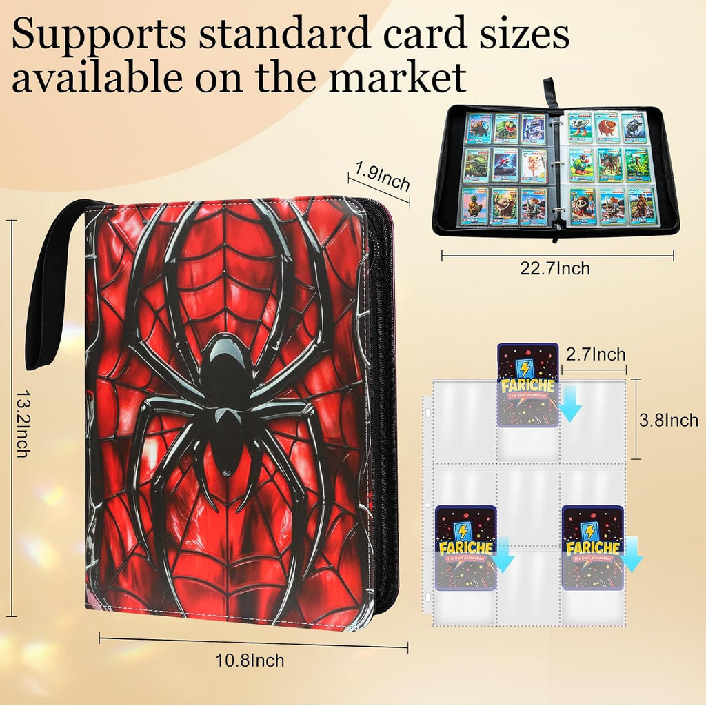 9 Pocket Zipper Trading Card Binder, PU Material Holds 1080 Cards
