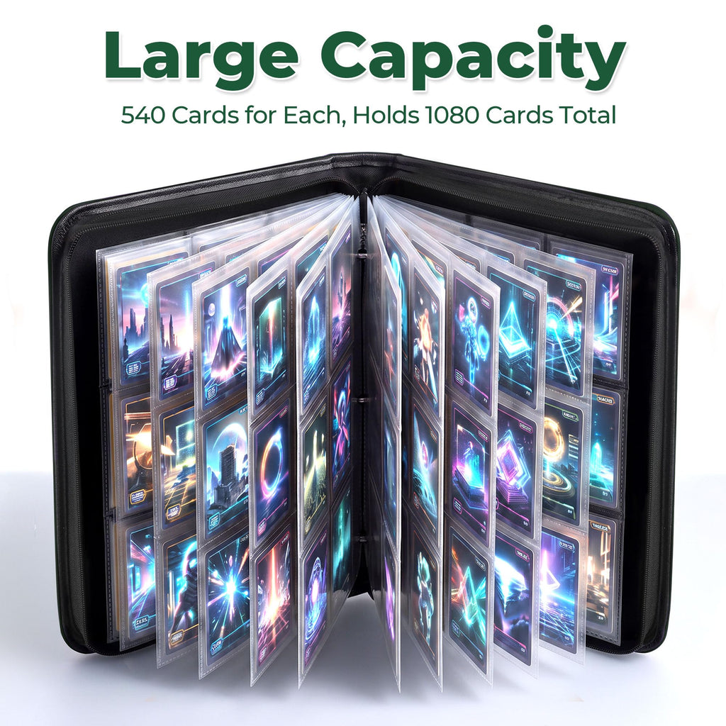 Card Binder 2 Pack, Holds 540 Cards for Each, 500 Card Sleeves INCLUDED