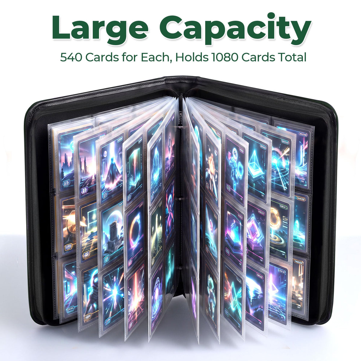 Card Binder 2 Pack, Holds 540 Cards for Each, 500 Card Sleeves INCLUDED