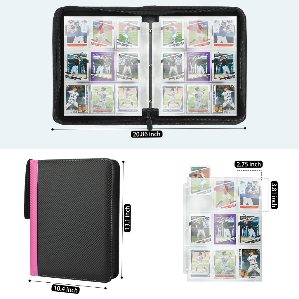 9 Pockets Trading Card Binder with Sleeves Card Organizer, 900 Double Sided Pocket PU Card Collection Binder, Baseball Binder,for Sports Card, MTG, TCG Yugioh Card (Blue)