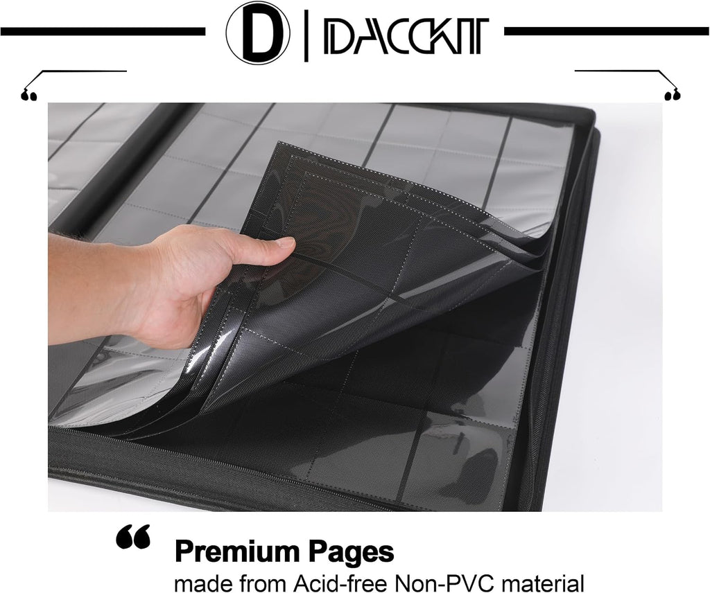 D DACCKIT 3600 Pockets Card Binder，Premium Large 36-Pocke Ringless Trading Card Album - Side Loading UltraSonic-363600 Tech Zip Binder for TCG（Classic Black）