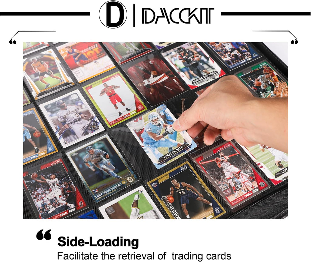 D DACCKIT 3600 Pockets Card Binder，Premium Large 36-Pocke Ringless Trading Card Album - Side Loading UltraSonic-363600 Tech Zip Binder for TCG（Classic Black）