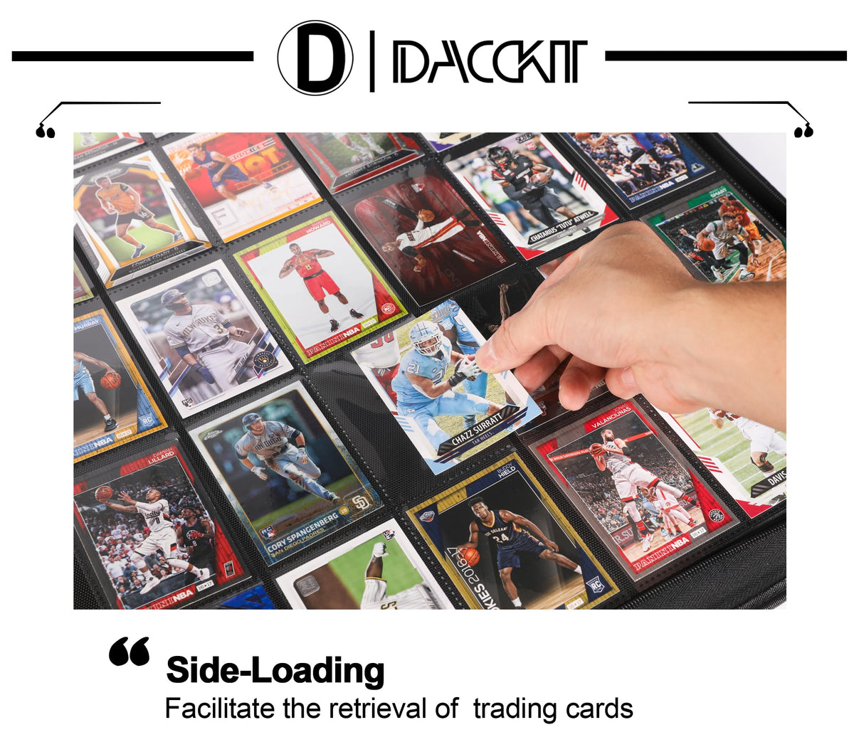 D DACCKIT 3600 Pockets Card Binder，Premium Large 36-Pocke Ringless Trading Card Album - Side Loading UltraSonic-363600 Tech Zip Binder for TCG（Classic Black）