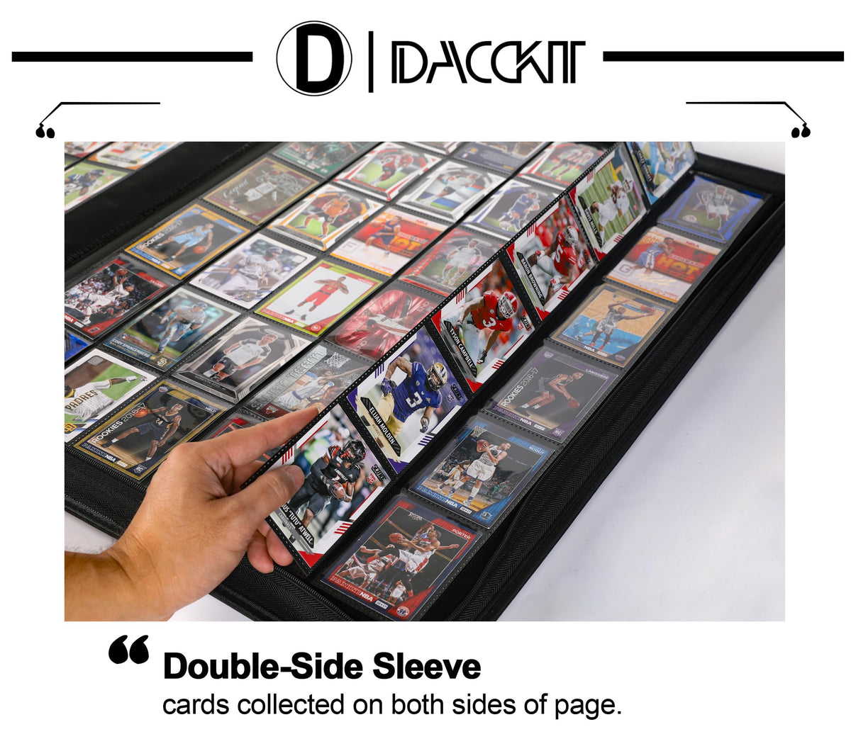 D DACCKIT 3600 Pockets Card Binder，Premium Large 36-Pocke Ringless Trading Card Album - Side Loading UltraSonic-363600 Tech Zip Binder for TCG（Classic Black）