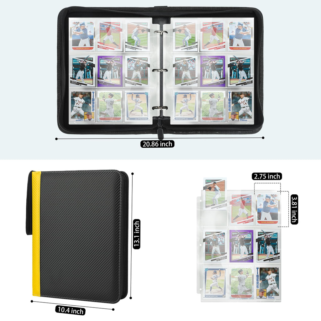 9 Pockets Trading Card Binder with Sleeves Card Organizer, 900 Double Sided Pocket PU Card Collection Binder, Baseball Binder,for Sports Card, MTG, TCG Yugioh Card (Blue)
