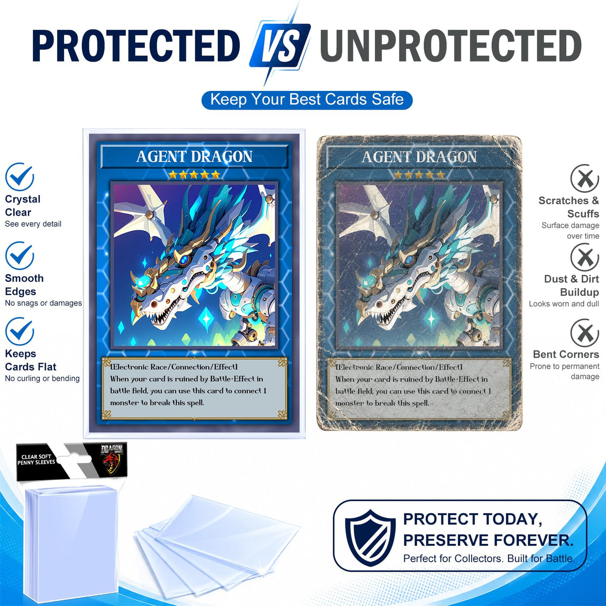 1000 Counts Card Sleeves Top Loaders for Trading Cards, Penny Soft Sleeves Baseball Card Sleeves Protectors Fit for Sports Cards, Football, Game Card