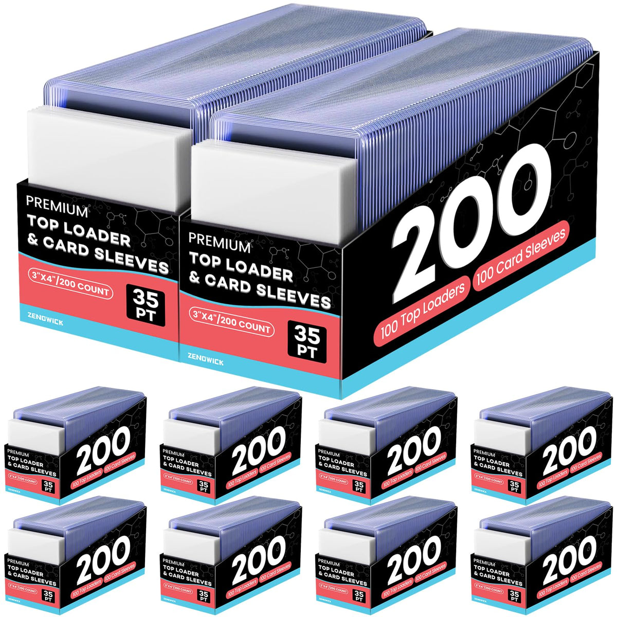 1600 Card Sleeves Top Loaders for Cards, 3" x 4" Hard Plastic Toploaders