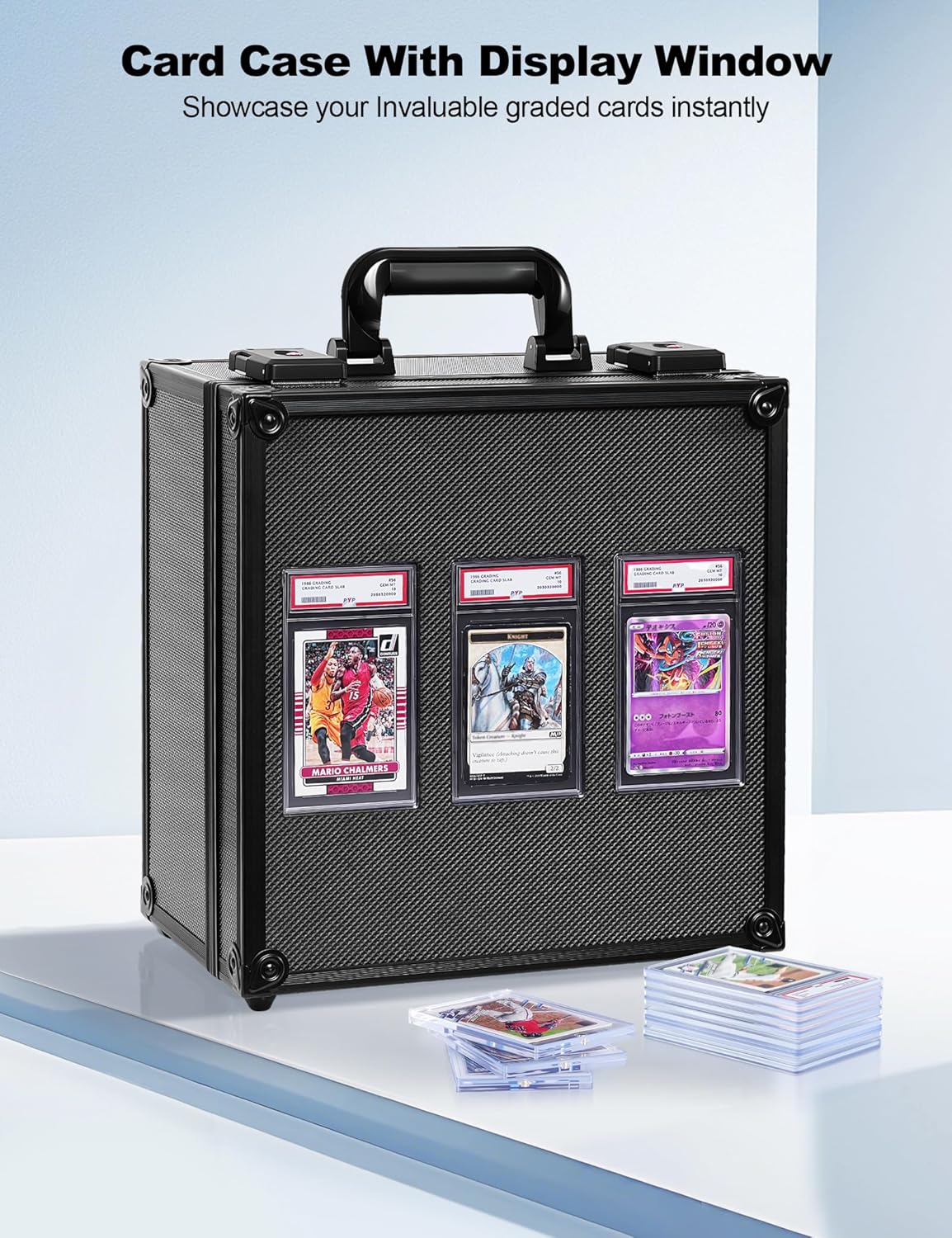 Black Graded Card Storage Box, TSA Lock Slab Case, Display Window